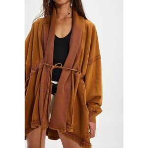 Free People Boothbay Sweatshirt Jacket Cardi Top Ventilated Oversized M 283956